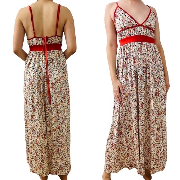 Johnny Was Dress Yellowfield8 Maxi Silk Colorful Dainty Floral Extra Small - Picture 1 of 6